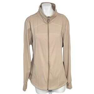 Buff Bunny Women's Cross Open Back Zip Up Jacket Sweater  Size XXXL Tan